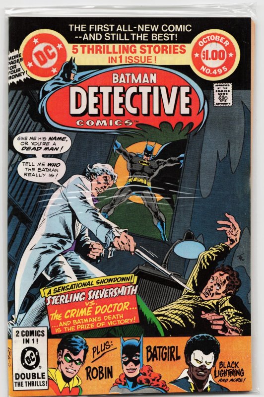 Detective Comics #495 (DC Comics, 1980), raw, ungraded comic book — front cover