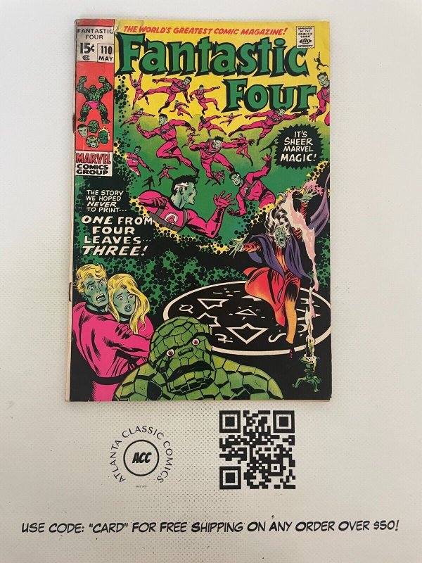 Fantastic Four #110 (Marvel Comics, 1971), raw comic book in VG condition — front cover