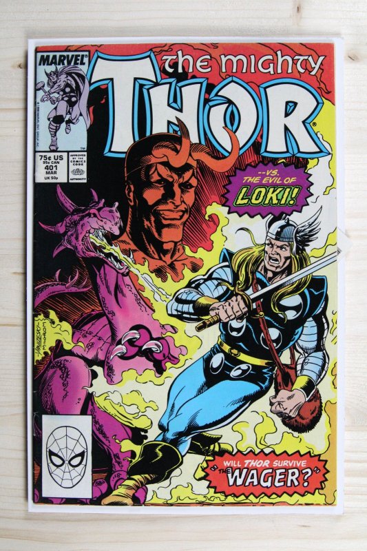 Thor #401 (Marvel Comics, 1989), raw comic book in VF 8.0 condition — front cover