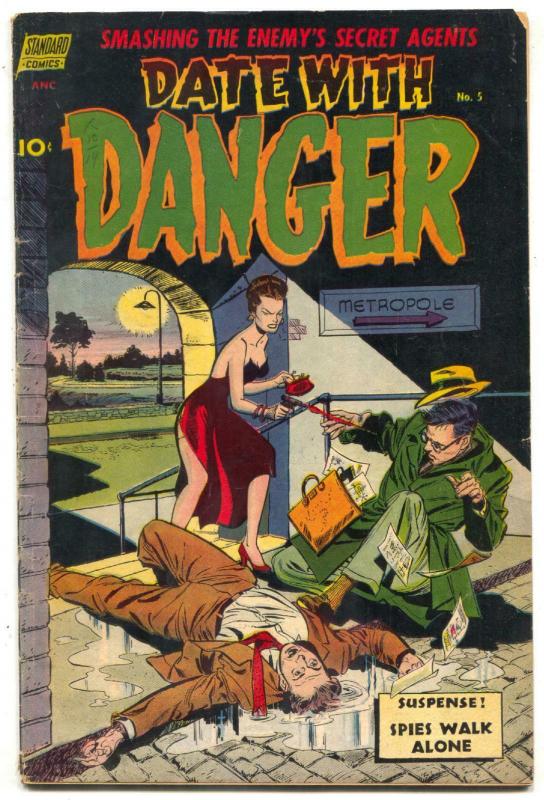 Date with Danger #5 (1952), raw comic book in VG condition — front cover
