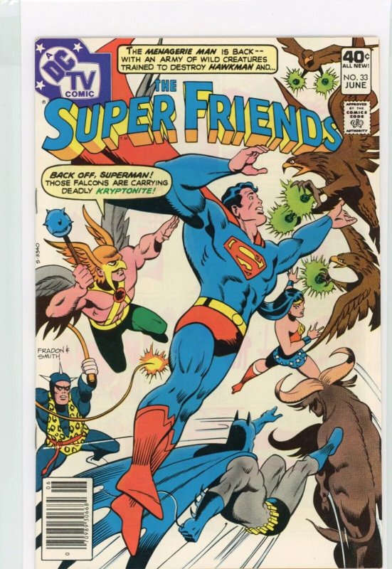 Super Friends #33 (DC Comics, 1980), raw comic book in VF/NM 9.0 condition — front cover
