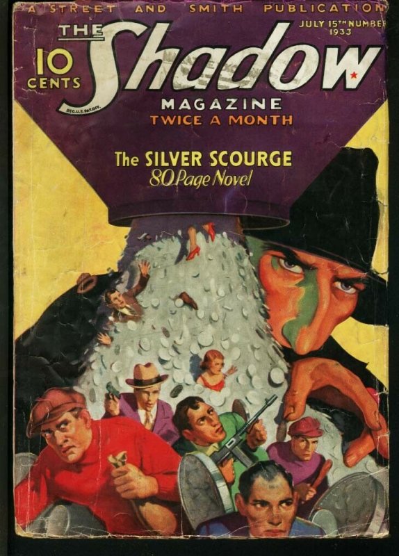 THE Shadow Pulp July #15 (1933), raw comic book in VG condition — front cover