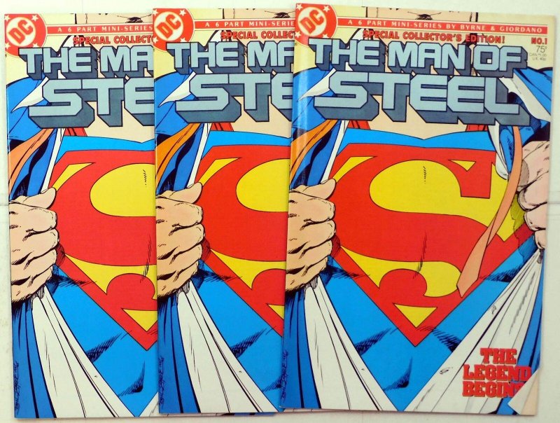 Man of Steel Lot of 3 #1 x3 1986 DC Special Collector's Edition Superman Comics (DC Comics, 1986), raw, ungraded comic book — front cover
