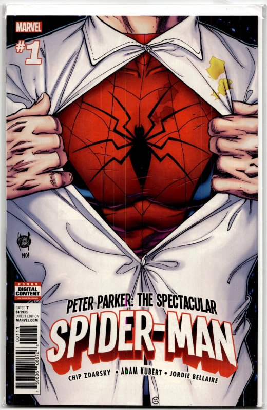 Peter Parker: The Spectacular Spider-Man #1 (Marvel Comics, 2017), raw, ungraded comic book — front cover