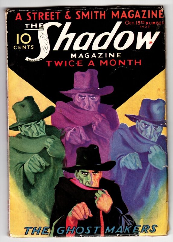 Pulp: Shadow 1932 October 15-The Ghost Makers-STREET AND Smith-Rare Pulp Vg/fn (Street & Smith, 1932), raw, ungraded comic book — front cover