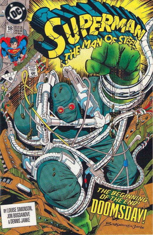 Superman: Man of Steel #18 (DC Comics, 1992), raw comic book in 9.0 condition — front cover