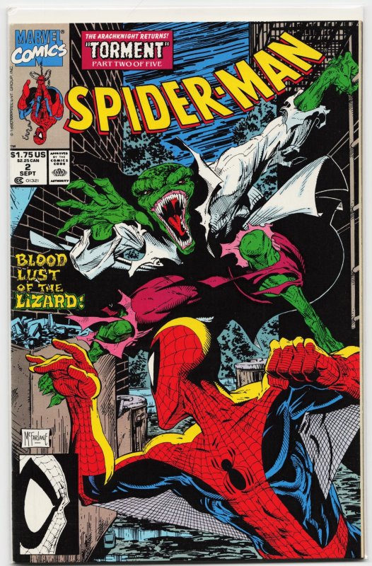 Spider-Man #2 (Marvel Comics, 1990), raw, ungraded comic book — front cover
