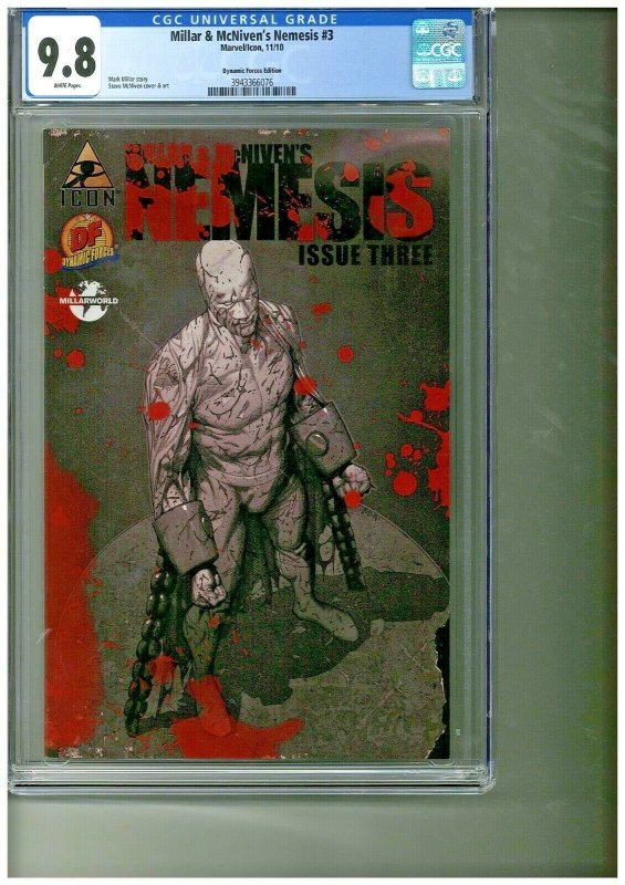 Millar & McNiven's Nemesis #3, CGC 9.8 graded comic book, Universal Blue label — front cover in its holder