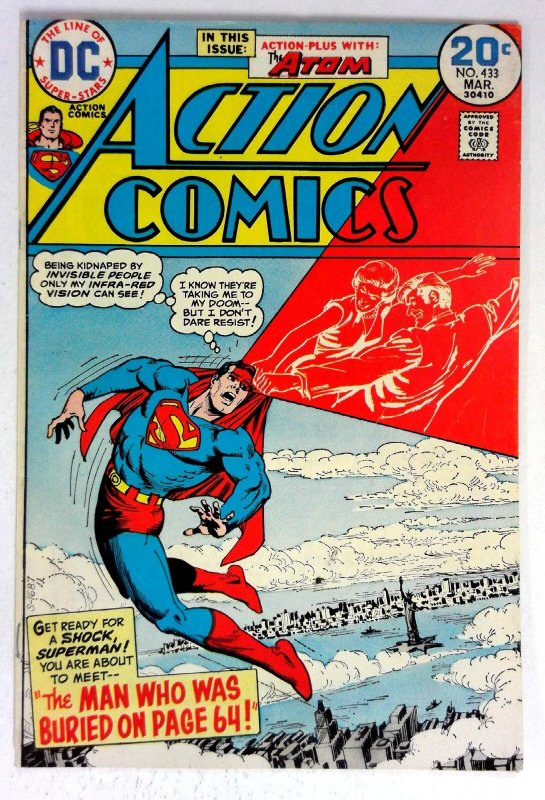 Action #433 (DC Comics, 1974), raw comic book in VF condition — front cover