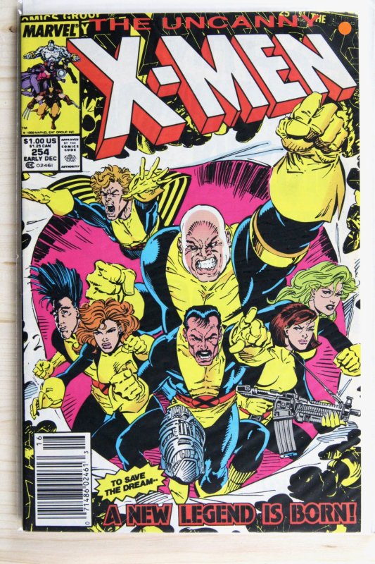 The Uncanny X-Men #254 (Marvel Comics, 1989), raw comic book in VF 8.0 condition — front cover