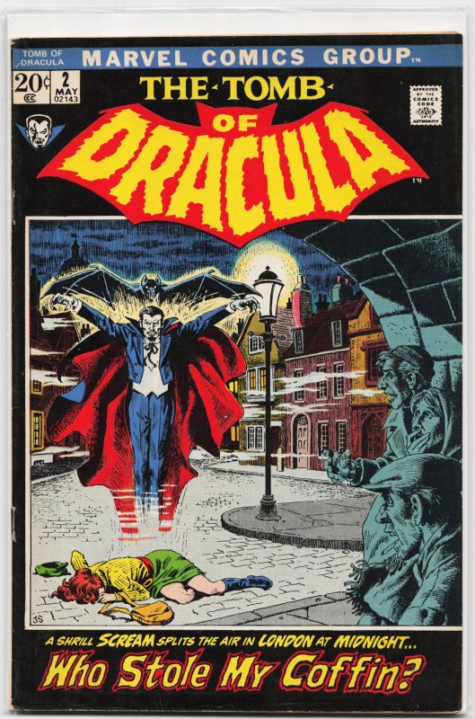 Tomb of Dracula #2 (Marvel Comics, 1972), raw, ungraded comic book — front cover