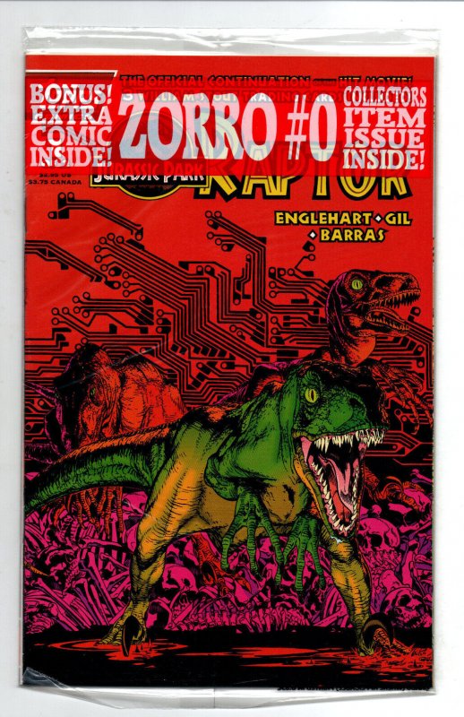 Jurassic Park: Raptor #1 & 2 Sealed Polybag Set w/ Cards - Tops - 1993 - NM (Topps Comics, 1993), raw comic book in NM condition — front cover