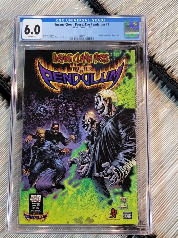 Insane Clown Posse Pendulum #1 (2000), CGC 6.0 graded comic book, Universal Blue label — front cover in its holder
