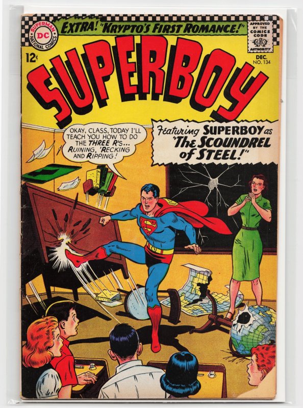 Superboy #134 (DC Comics, 1966), raw, ungraded comic book — front cover