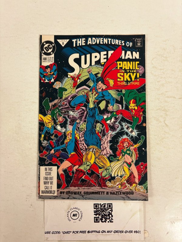 Adventures of Superman #488 (DC Comics), raw comic book in NM condition — front cover