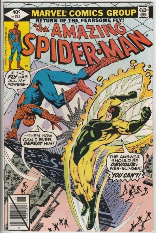 Amazing Spider-Man #193 (Marvel Comics, 1979), raw comic book in NM- condition — front cover