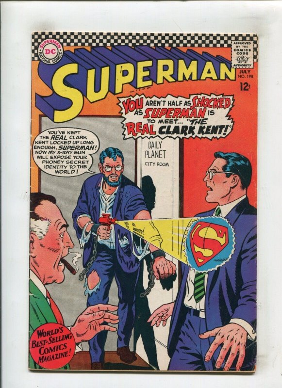 Superman #198 (DC Comics, 1967), raw comic book in 4.0 condition — front cover