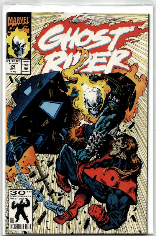 Ghost Rider #24 (Marvel Comics, 1992), raw, ungraded comic book — front cover