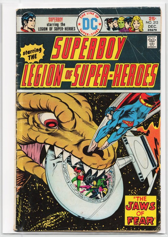 Superboy #213 (DC Comics, 1975), raw, ungraded comic book — front cover