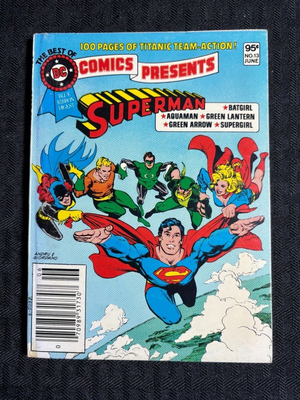 1981 Superman Best of DC Blue Ribbon Digest #13 (1981), raw comic book in FN 6.0 condition — front cover