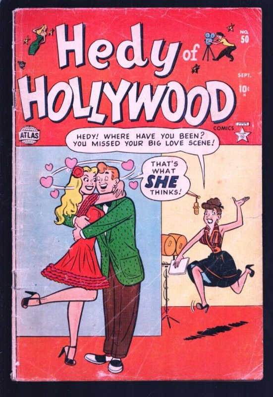 Hedy of Hollywood #50 (Atlas Comics, 1952), raw, ungraded comic book — front cover