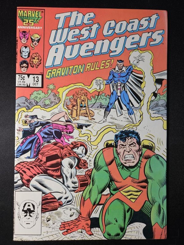 West Coast Avengers #13 (Marvel Comics), raw comic book in NM condition — front cover