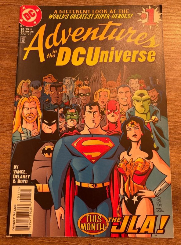 Adventures in the DC Universe #1 (DC Comics), raw comic book in VF/NM condition — front cover