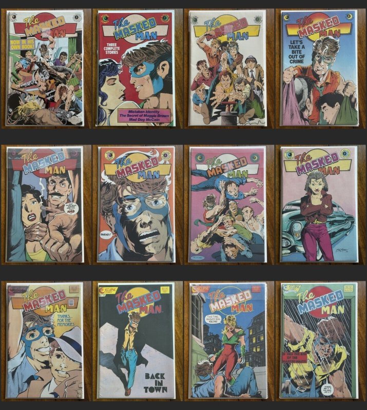 Masked Man #1-12 – Eclipse (1984) Full Series Set (1984), raw, ungraded comic book — front cover