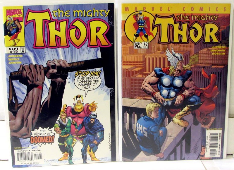 Thor Lot of 2 #15, 42 (1999) Marvel Comics VF 2nd Series 1st Print Comic Books (Marvel Comics, 1999), raw comic book in VF condition — front cover