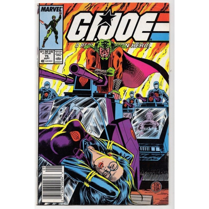GI JOE a Real American Hero #75 (Marvel Comics, 1988), raw comic book in FN/VF 7.0 condition — front cover