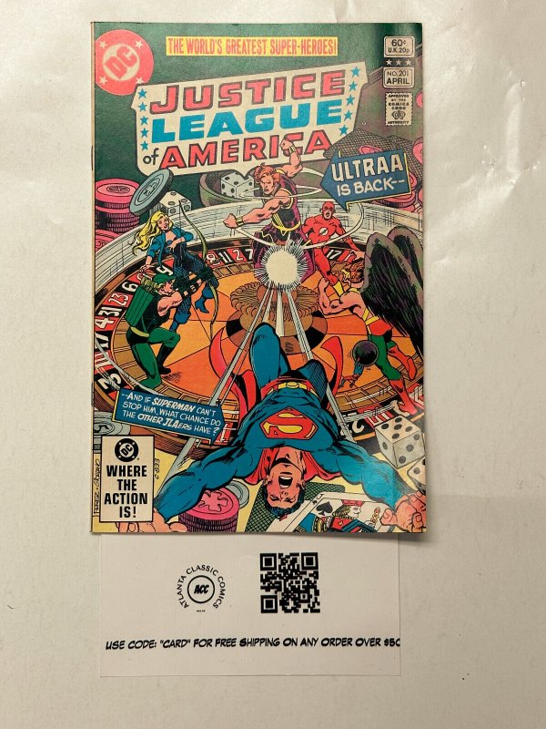 Justice League of America #201 (DC Comics, 1982), raw comic book in VF condition — front cover