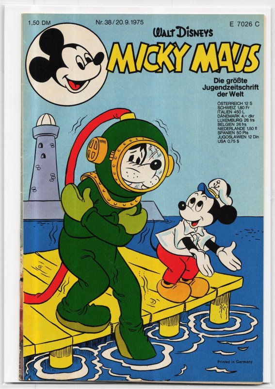 Micky Maus #38 (1975), raw, ungraded comic book — front cover