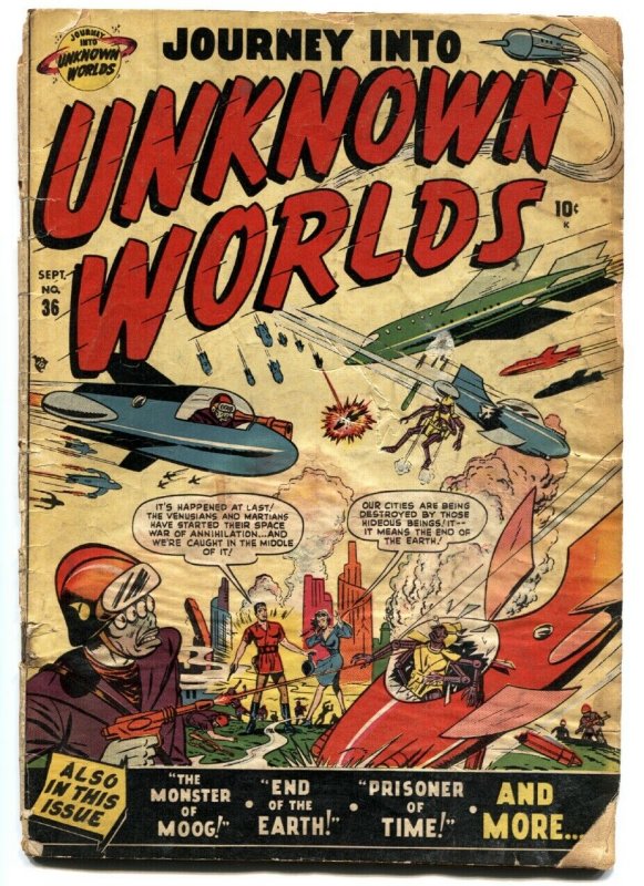 Journey into Unknown Worlds #36 (Atlas Comics, 1950), raw, ungraded comic book — front cover