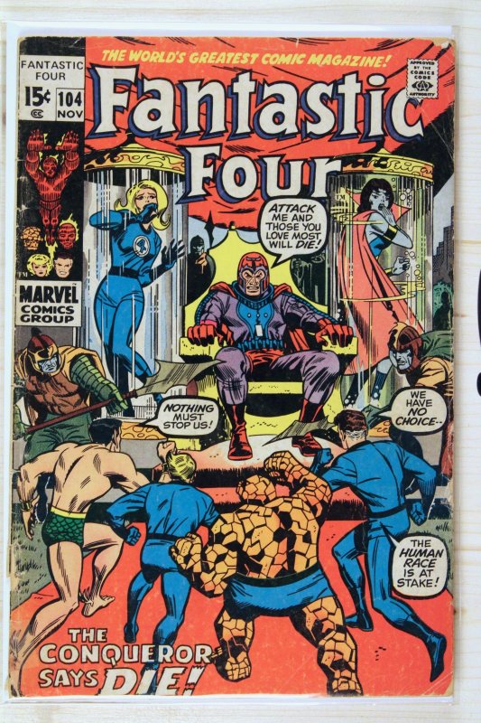 Fantastic Four #104 (Marvel Comics, 1970), raw comic book in VG 4.0 condition — front cover