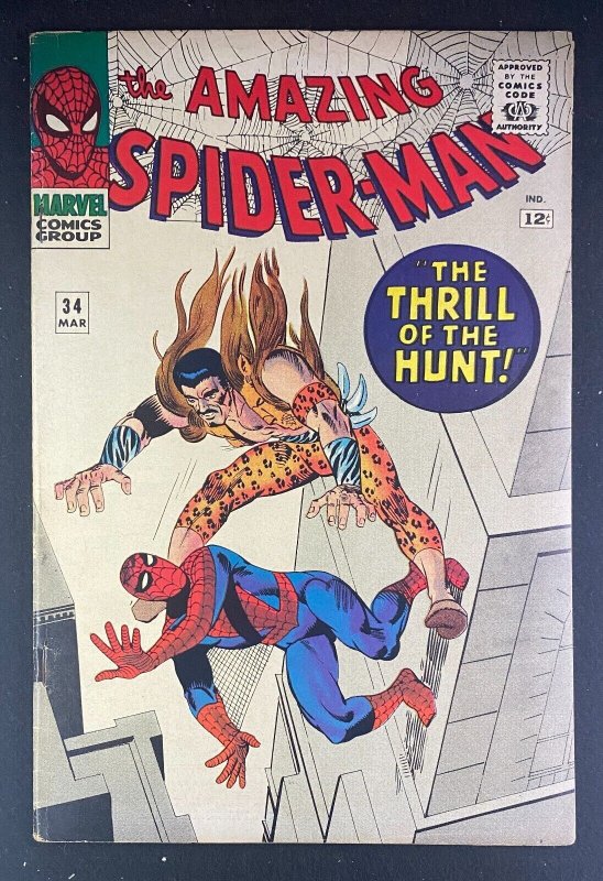 Amazing Spider-Man #34 (Marvel Comics, 1963), raw comic book in FN+ 6.5 condition — front cover