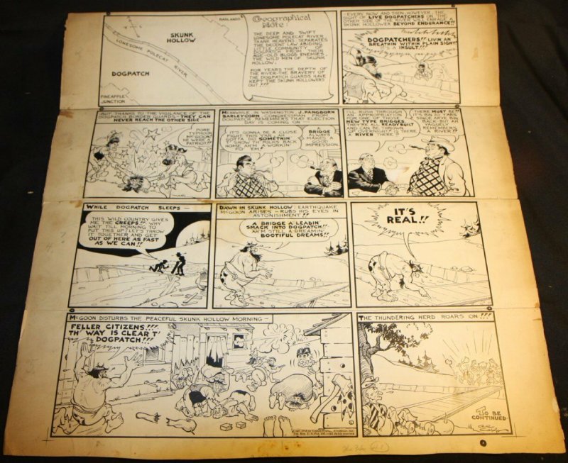 Li'l Abner Sunday Strip - 9/8/1940 Signed art by Al Capp, raw, ungraded comic book — front cover
