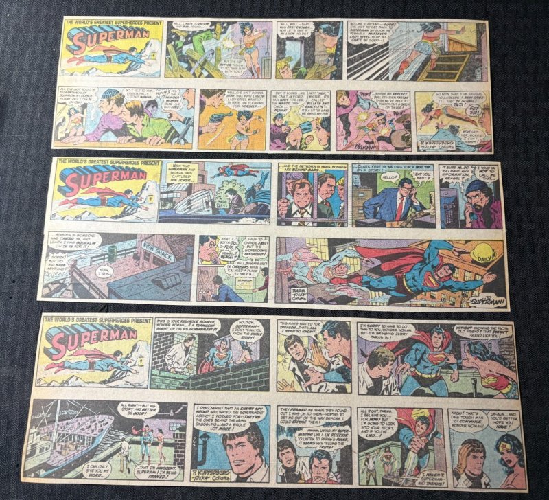 1981/82 Superman World's Greatest Superheroes Sunday Comic Strip LOT of 50 Tuska, raw, ungraded comic book — front cover