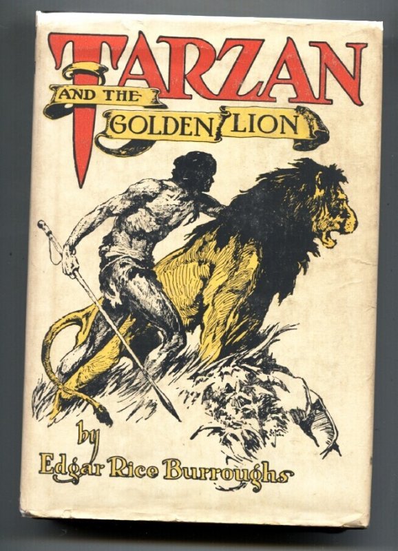 Mag: Tarzan and the Golden Lion-Edgar Rice Burroughs-1943 Hard Back, raw, ungraded comic book — front cover