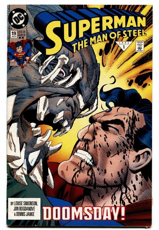 Superman: The Man of Steel-Second Print #19 (DC Comics, 1993), raw comic book in VF condition — front cover
