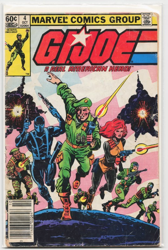 G.I. Joe: A Real American Hero #4 (Marvel Comics, 1982), raw, ungraded comic book — front cover