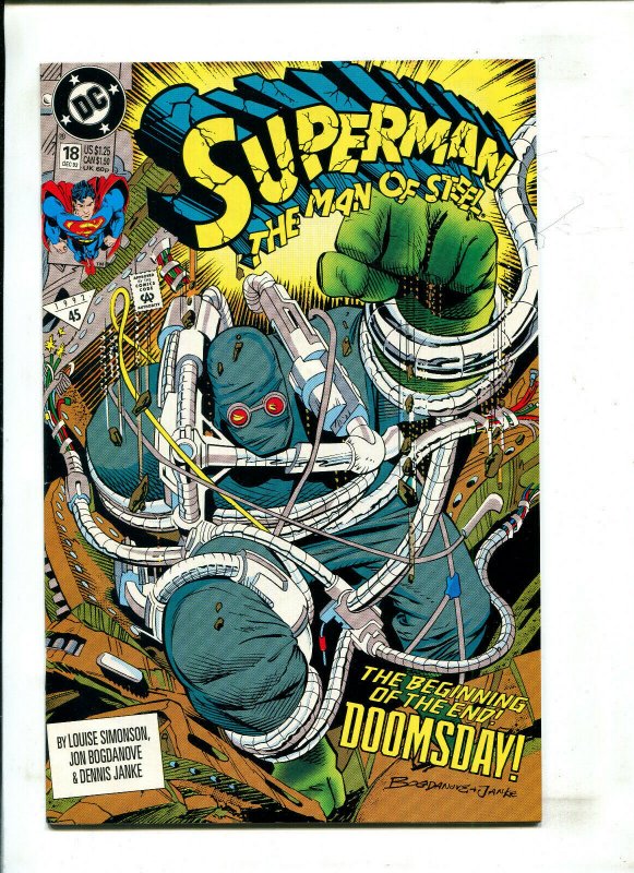 Superman: Man of Steel #18 (DC Comics, 1992), raw comic book in 9.0 condition — front cover