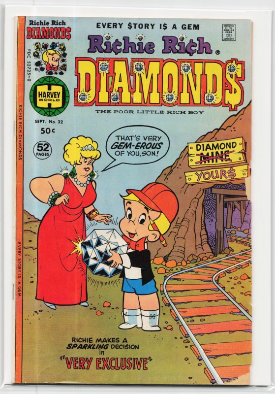 Richie Rich Diamonds #32 (Harvey Comics, 1977), raw, ungraded comic book — front cover