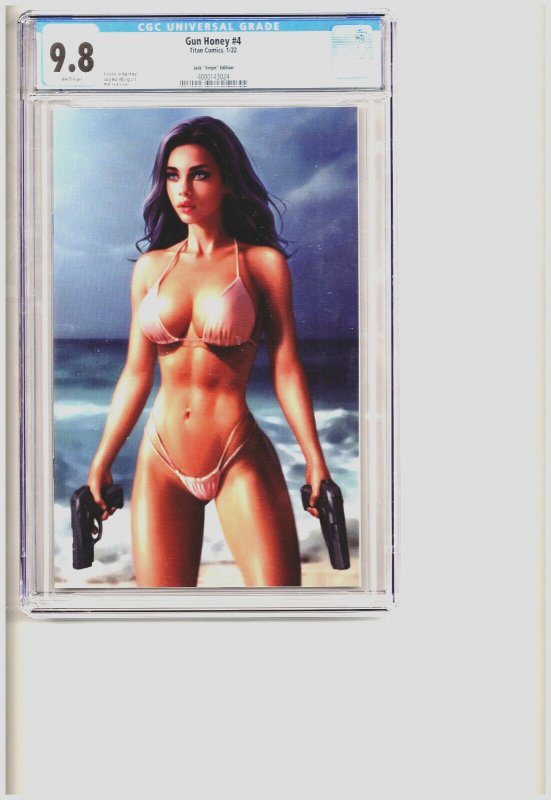 Gun Honey #4 (2021), CGC 9.8 graded comic book, Universal Blue label — front cover in its holder