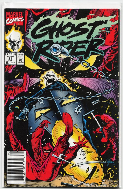 Ghost Rider #22 (Marvel Comics, 1992), raw, ungraded comic book — front cover