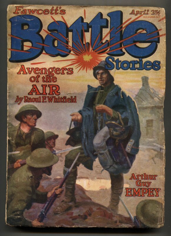 Pulp: Battle Stories 4/1928-Pulp Magazine-Terrance X. O'Leary-RARE, raw, ungraded comic book — front cover