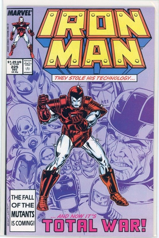 Iron Man #225 (Marvel Comics, 1987), raw comic book in NM 9.4 condition — front cover