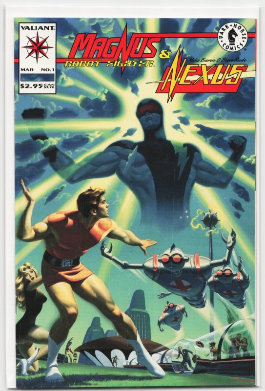 Magnus, Robot Fighter and Nexus #1 (Valiant Comics, 1994), raw, ungraded comic book — front cover