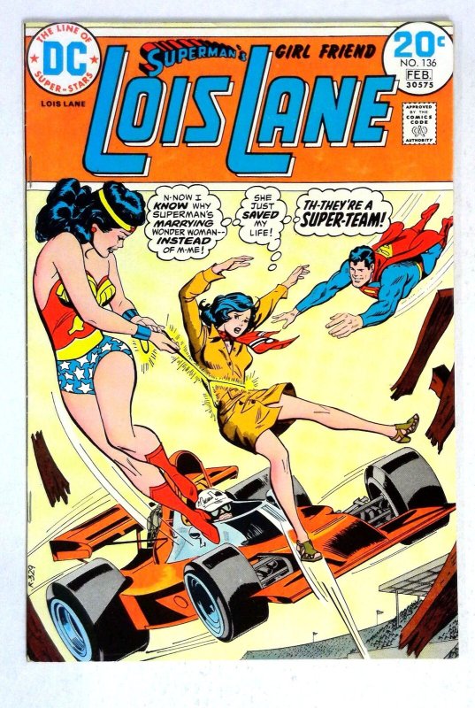 Superman's Girl Friend Lois Lane #136 (DC Comics, 1974), raw comic book in VF condition — front cover