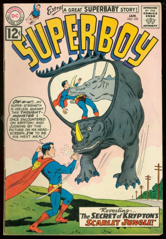 Superboy Comics #102 (DC Comics, 1963), raw comic book in VG condition — front cover
