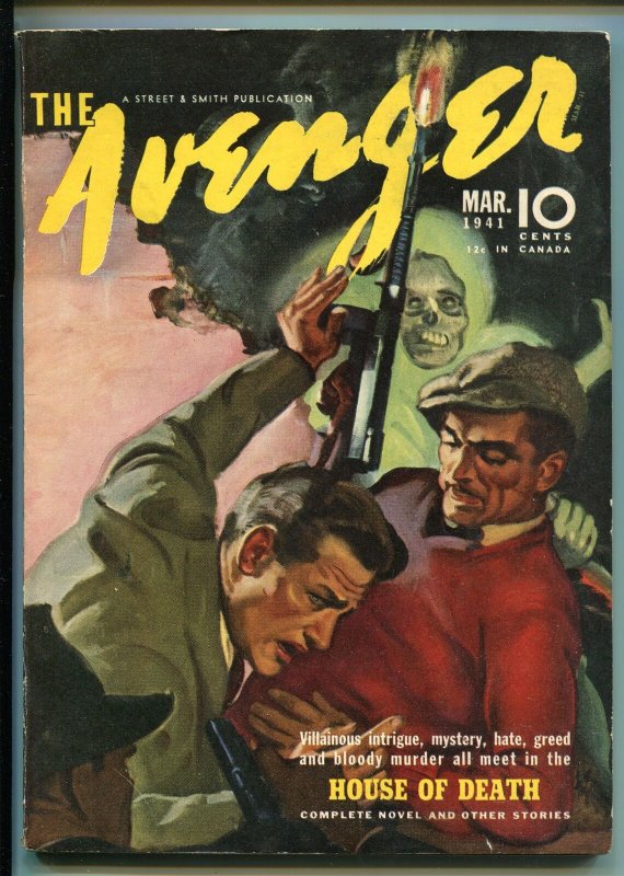 THE Avenger 03/1941-House OF DEATH-MYSTERY-MURDER-PULP-vf, raw, ungraded comic book — front cover